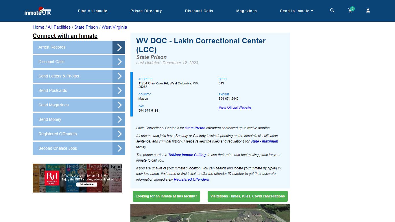 WV DOC - Lakin Correctional Center (LCC) & Inmate Search | Visitation ...